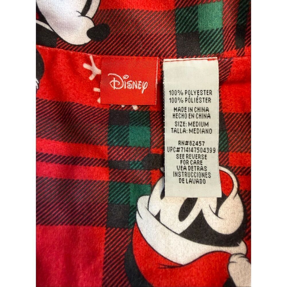 Disney Women's Mickey Mouse Plaid Flannel Holiday Jammies Sleepshirt Red Medium - Picture 6 of 8